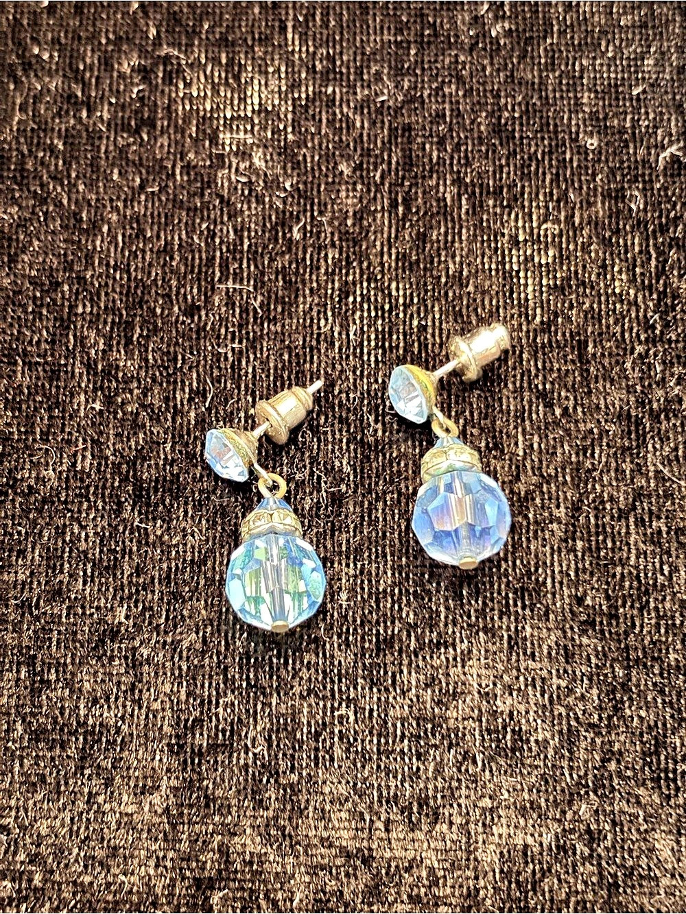 Blue & Green Beaded Drop Earrings Like New